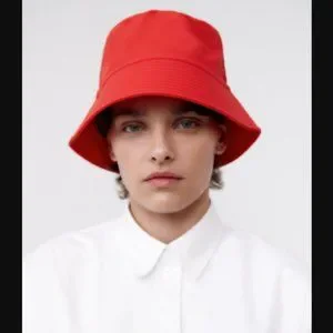 Zara | Accessories | Zara Red Rubberized Bucket Hat Sz M Nwt  display picture 2